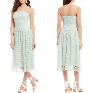 GIANNI BINI Mint Green Lace Midi Dress Cocktail Spaghetti‎ Strap Size 2 New